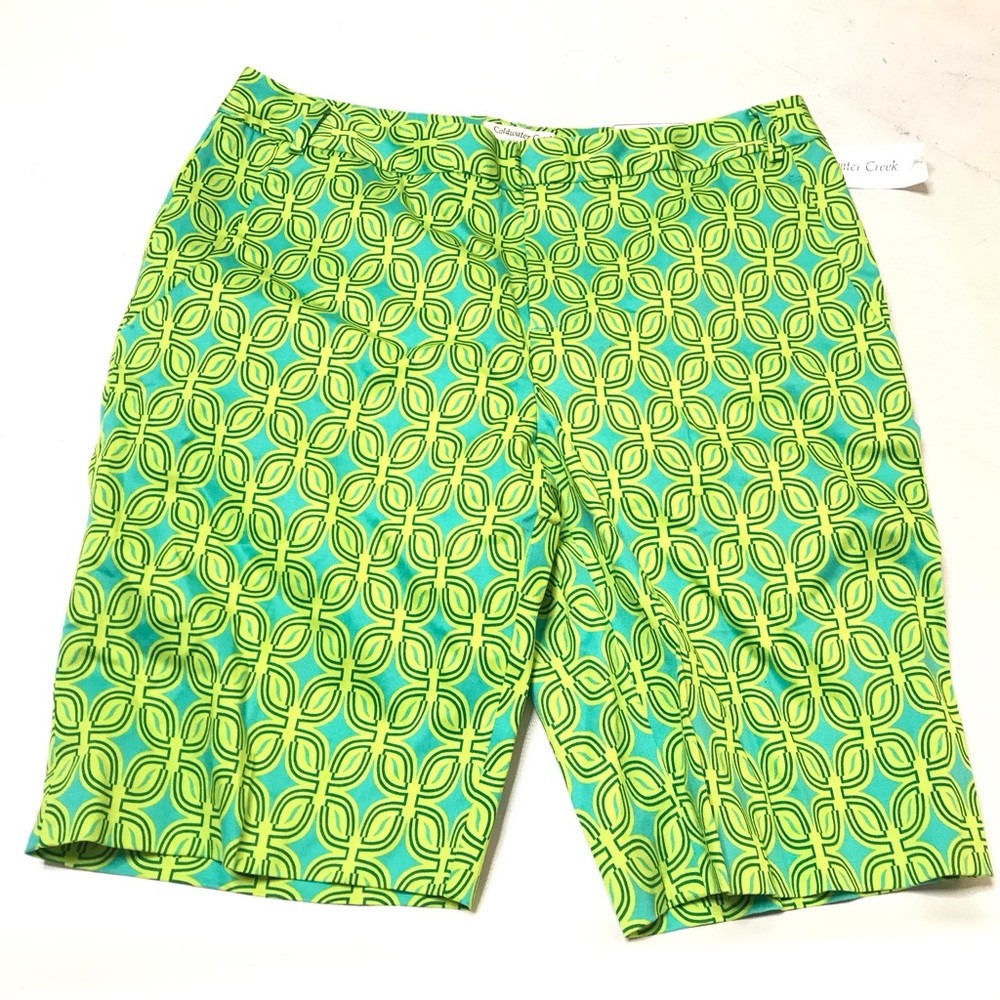 Coldwater Creek Size 8 Natural Fit Bermuda Shorts Green Women Modest Women New